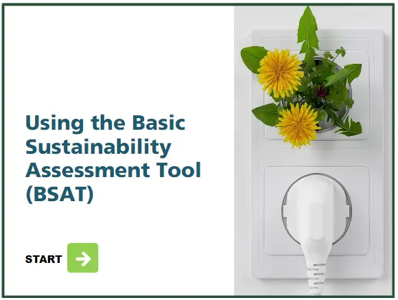 Screenshot of e-learning page about sustainability training